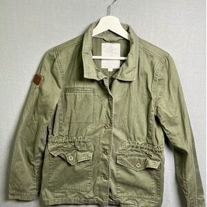 Element Coats Utility Field Jacket Olive Green Drawstring Waist Button Front Med